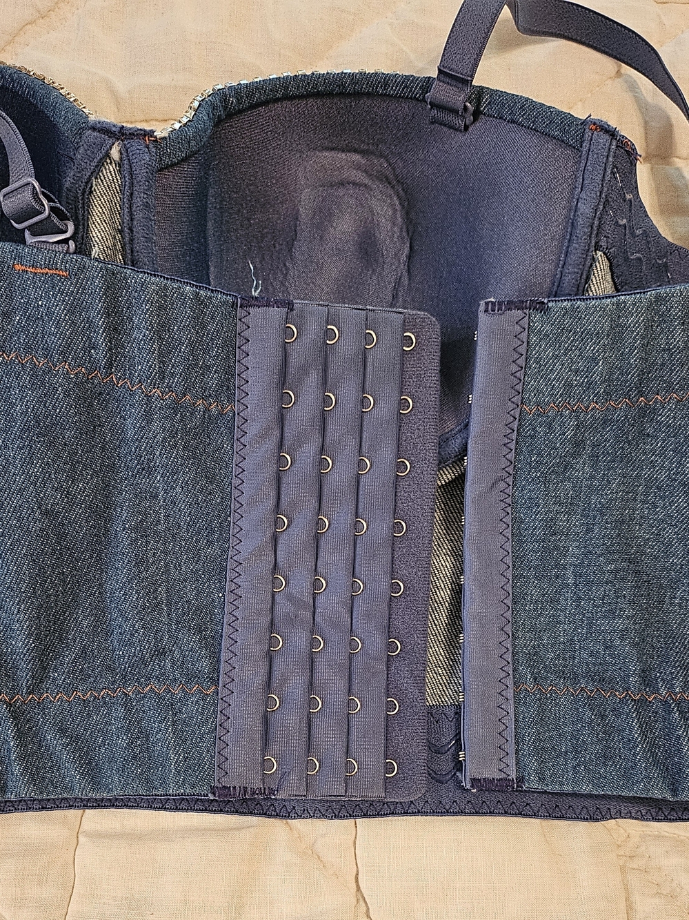 Bustier - Unbranded Denim Corset w/ Rhinestone fringe - Size M - Picture 12 of 12